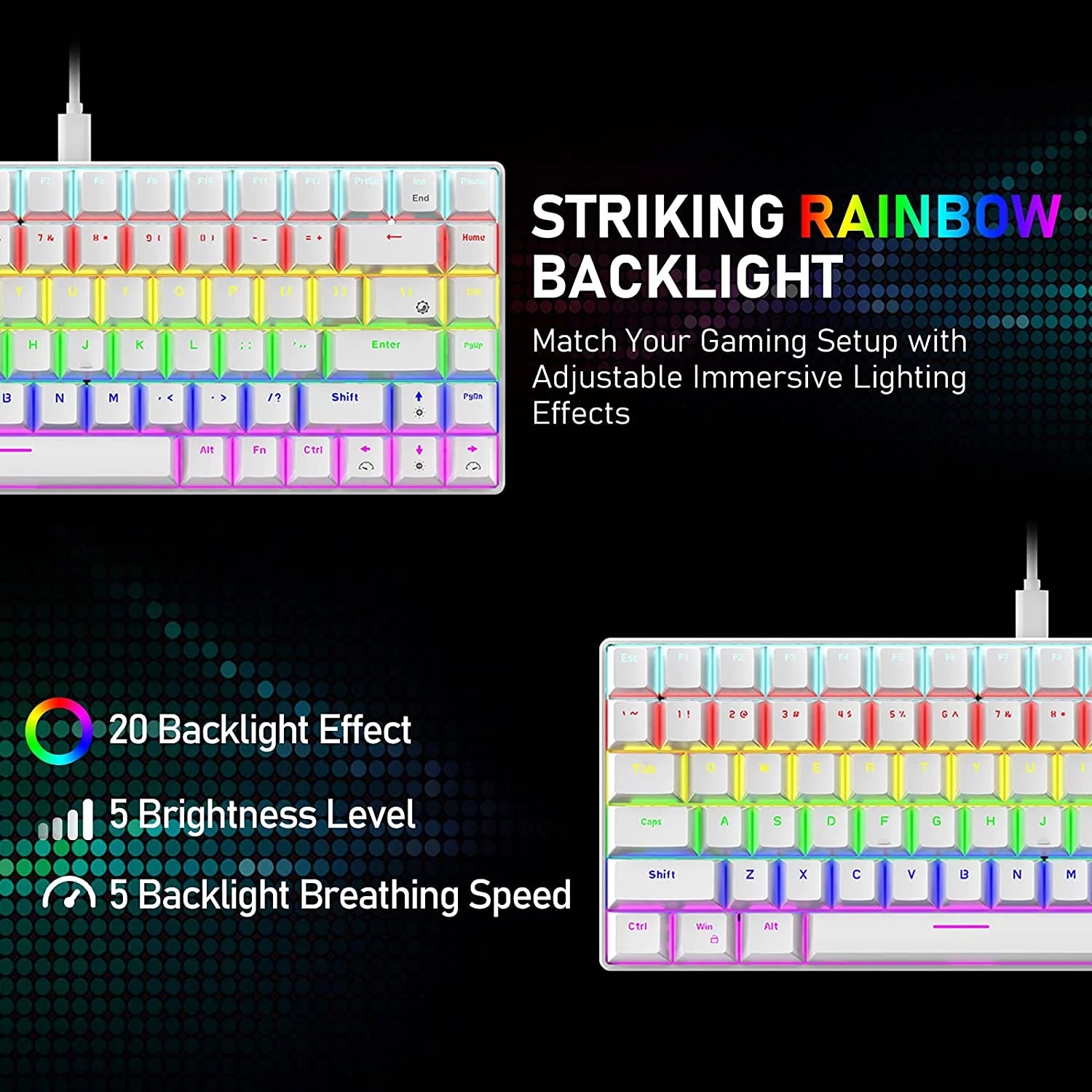 "Rainbow Disco Keyboard: The Ultimate Clickity-Clackity Typing Machine for Gaming, Work, and Office Shenanigans!"