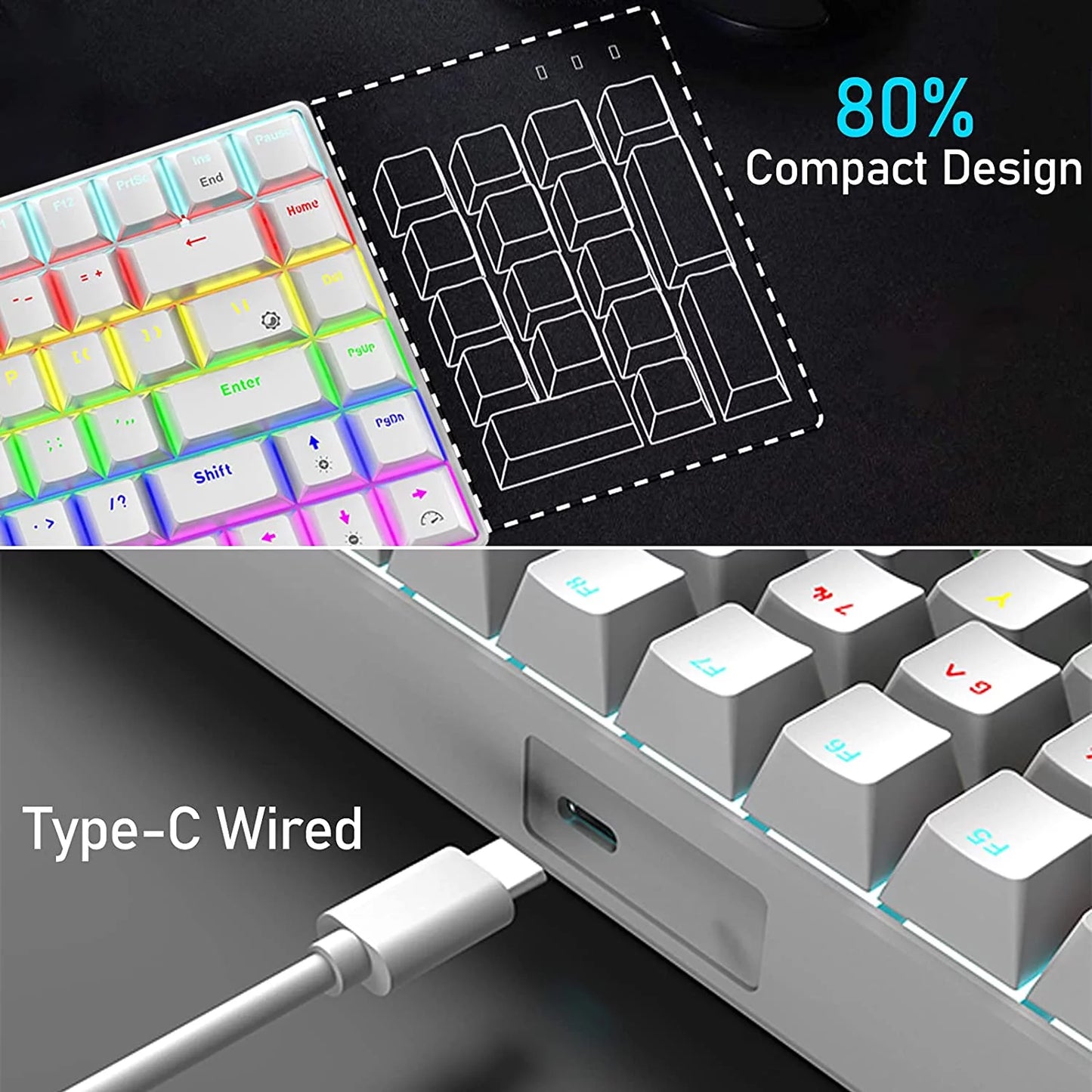 "Rainbow Disco Keyboard: The Ultimate Clickity-Clackity Typing Machine for Gaming, Work, and Office Shenanigans!"